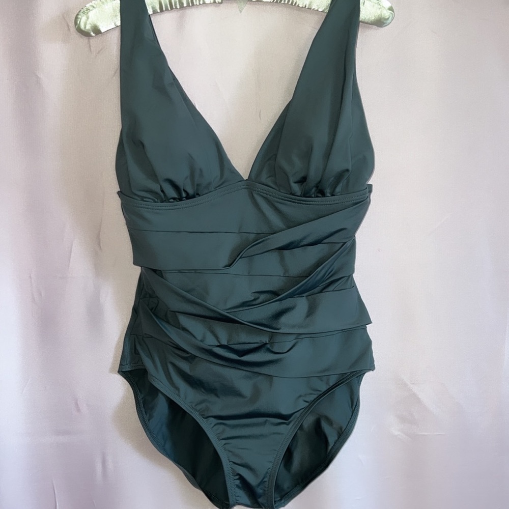 Kenneth Cole New York Dark Green One-Piece Swimsuit